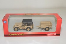 BB 1:43 SCHUCO WILLYS JEEP WITH TRAILER ARMY TAN MIB