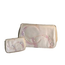 Vtg Y2K Christian Dior Parfums CD Ivory Satin Makeup Bag Clutch  Smaller Bag