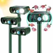 4 Pack Solar Ultrasonic Animal Repellent Dog Cat Skunk Deer Raccoon For Garden