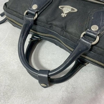 Vivienne Westwood Nylon Briefcase Orb Logo Business Bag Black