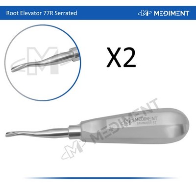 X2 German Root Elevator 77R Dental Instrumente (gezahnt) leichter Griff Edelstahl