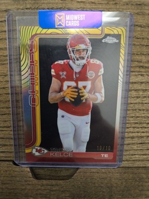 TRAVIS KELCE 2025 Topps Chrome Football Black Etch Refractor /10 Chiefs #150