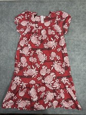 Royal Creations Dress Womens M Red Pineapple Hawaiian Ruffle Hem Square Neck