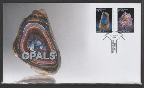 Australia 2025: Opals First Day Cover Domestic with Self-Adhesive Stamps.