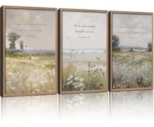 3Pcs Framed Bible Verse flowers Canvas Wall Art Botanical Inspirational Print...