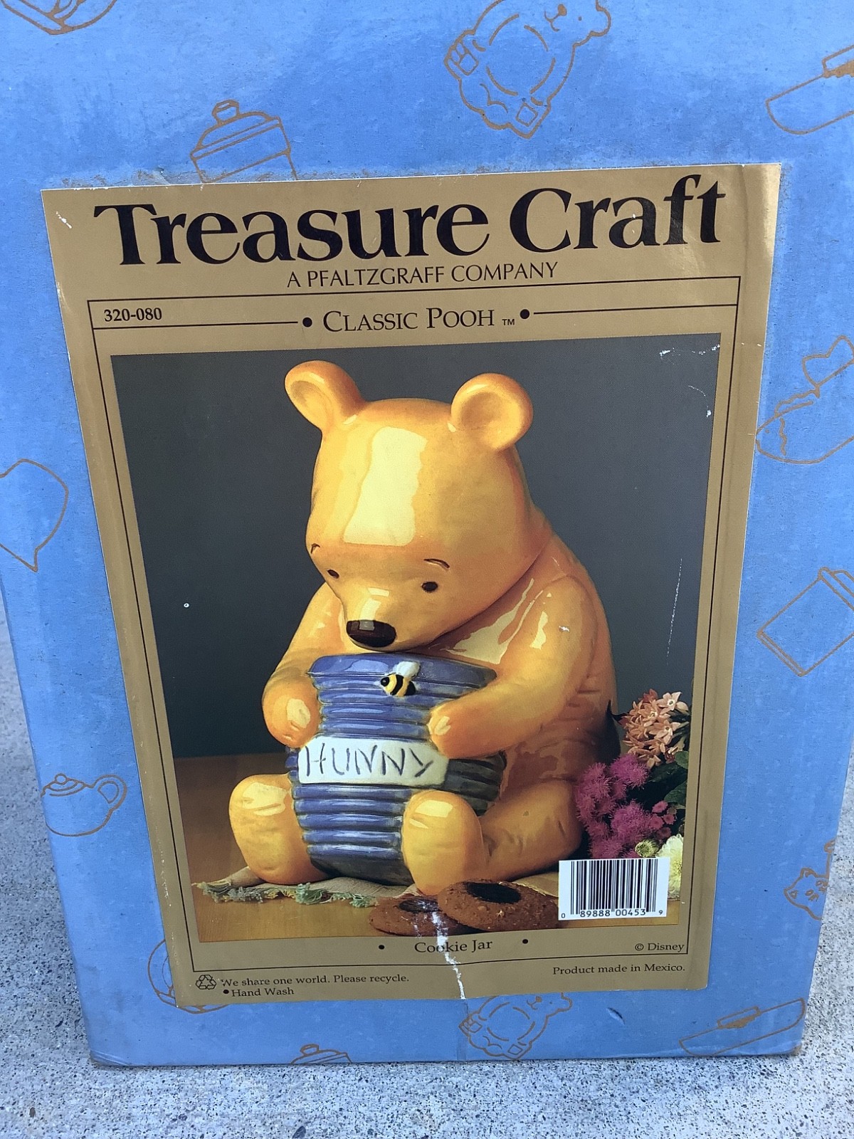 Classic Winnie The Pooh w/ Hunny Pot Cookie Jar Treasure Craft Disney Mexico