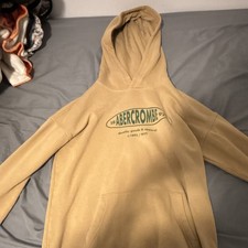 Abercrombie Kids Girls Beige Logo Pullover Hoodie Relaxed Fit 17/18 Pockets