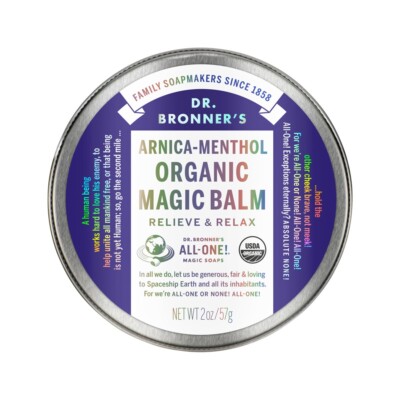 New Dr. Bronner's Organic Arnica Menthol Magic Balm 57g Dr Bronners