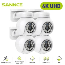 SANNCE 4K 8MP POE Pan/Tilt IP Security Camera 2-Way Audio Full Color Night IP66