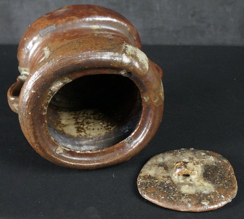 Antiguo horno de madera japonés Bizen cerámica Mizusashi artesanía Wabisabi 1900 - Imagen 6 de 13