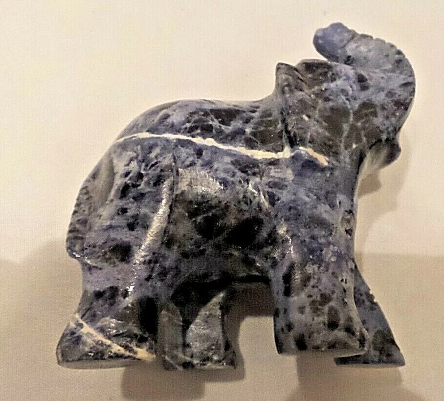 FIGURA ELEFANTE TALLADA EN PIEDRA LAPISLÁZULI 3"X3" Foto 3 de 4
