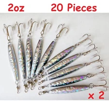 Diamond jigs 2oz Holographic 20 Pieces Saltwater Fishing Lures w/ treble hook