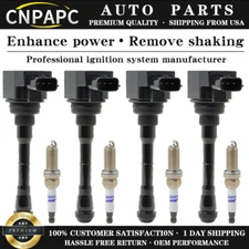 4PCS Ignition Coil+4PCS Laser Iridium Spark Plug for Nissan Juke Turbo OE# UF659