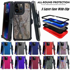 For iPhone 13 Mini 13 Pro Max Defender Shockproof Hard Rugged Case w/Belt Clip