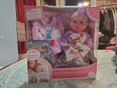 Emma's Bedtime Book And Bear Baby Doll Dolls Life Size Baby