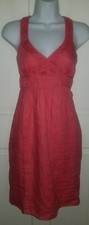 Banana Republic coral pink criss cross linen cotton silk sundress dress. 0