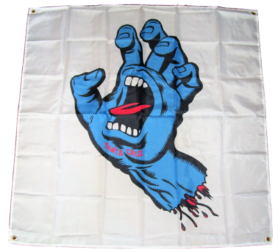 SANTA CRUZ SKATEBOARDS 4'X4' FLAG BANNER SCREAMING HAND MAN CAVE