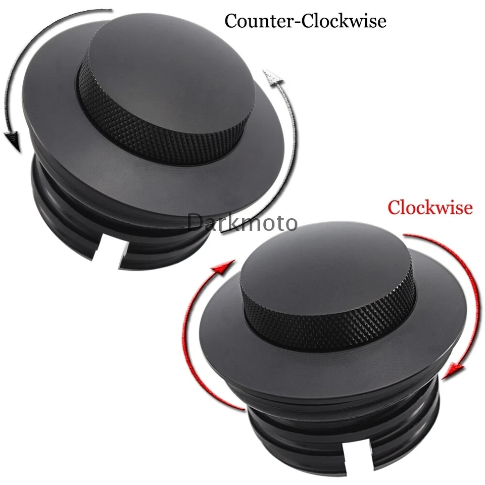 Left + Right Black Flush Mount Pop Up Vented Fuel Tank Gas Cap Fits For Harley - Image 3 of 4