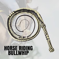 Indiana Jones Real Leather BULLWHIP 08 Feet Long 12 Plaits Black Bull Whip