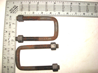 Two (2) New Threaded Spring U-Bolts, 1/2'' x 4-3/4'' x 1-7/8'', # 08096