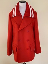 NWT Givenchy Red Striped Collar Double Breasted Pea Coat Sz FR 42 US 10 2395
