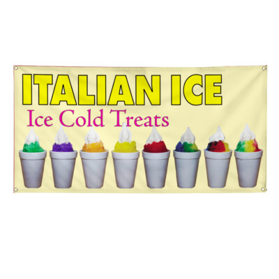 Vinyl Banner Multiple Sizes Italian Ice Ice Cold Treats Restaurant & Food