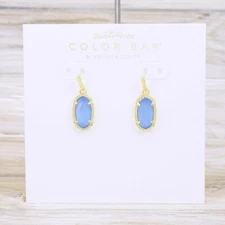 NWOT Kendra Scott Lee Periwinkle Drop Earrings Gold Tone