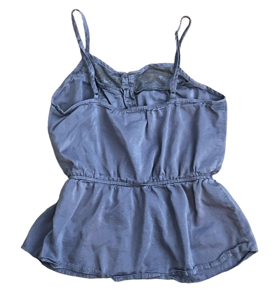 Camiseta sin mangas vintage Y2K púrpura con volantes cami mezcla de seda hadas pliegues de encaje XS Foto 2 de 4