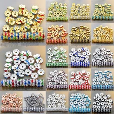 100Pcs Czech Crystal Rhinestone Wavy Rondelle Spacer Beads 4-10mm Gold & Silver
