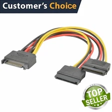 SATA Power 15-pin Y-Splitter Cable Adapter Male to Female for HDD Hard Drive New