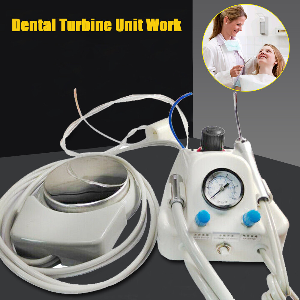 Unidad de turbina compresora de pieza de mano dental portátil de 4 orificios jeringa de agua de aire de 3 vías