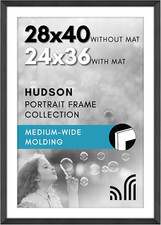 28X40 Poster Frame with Polished Plexiglass - Use as 24X36 Frame with Mat or 28X