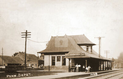 Greenfield IN Indiana Pennsylvania RR Train Station RPPC Photo Postcard COPY