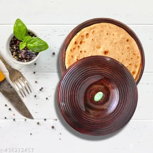 Cazuela de madera olla caliente con tapa tortilla pan chapati caja servir cazuela Foto 4 de 4