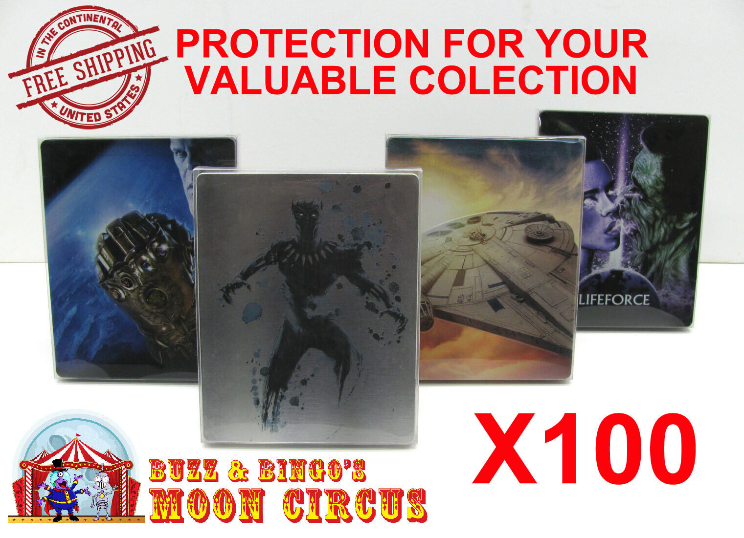 100x 4K UHD STEELBOOK - NO J-CARD SIZE - CLEAR PROTECTIVE BOX PR