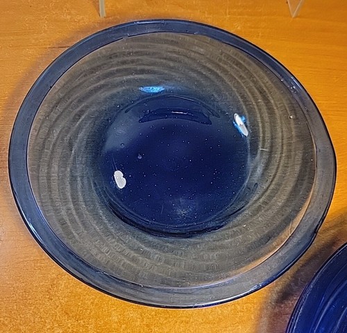 Set of 7 Handblown Cobalt Blue Glass Plates W/ Swirls Made in Mexico 7.5" Diam. - Picture 7 of 10