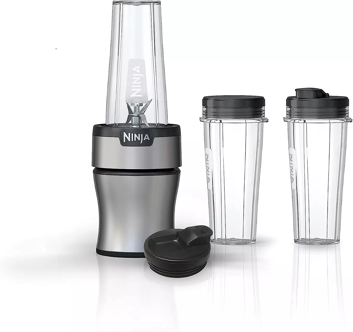  Ninja QB3001SS Ninja Fit Compact Personal Blender, for Shakes,  Smoothies, Food Prep, and Frozen Blending, 700-Watt Base and (2) 16-oz.  Cups & Spout Lids, Black: Home & Kitchen