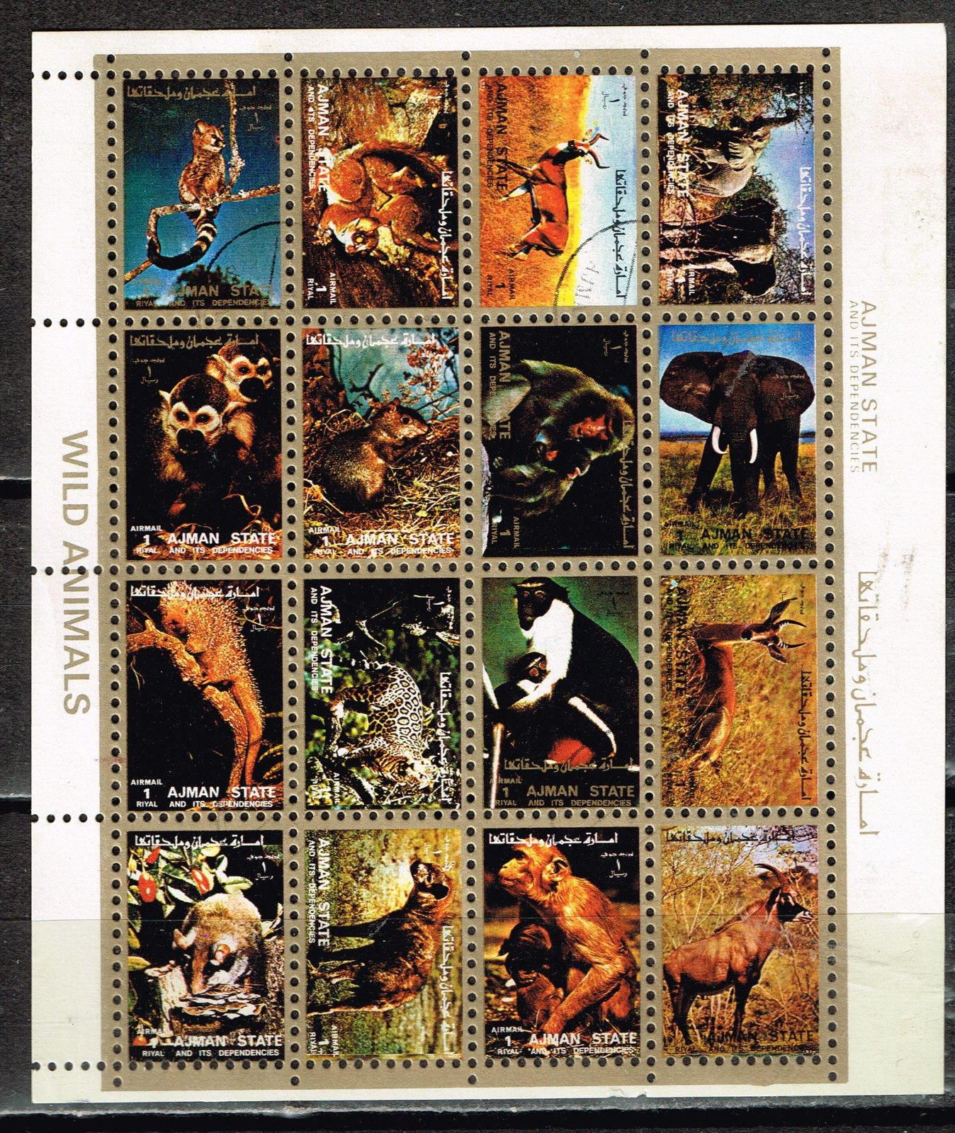 Ajman Fauna Wild Animals mini sheet 1972 | eBay
