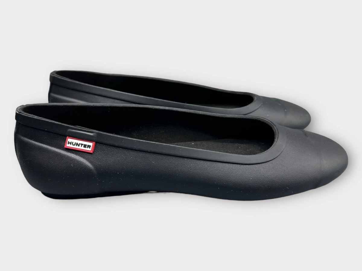 Hunter Women s Flat Black Rubber Moccasins Shoes Size UK5 eBay