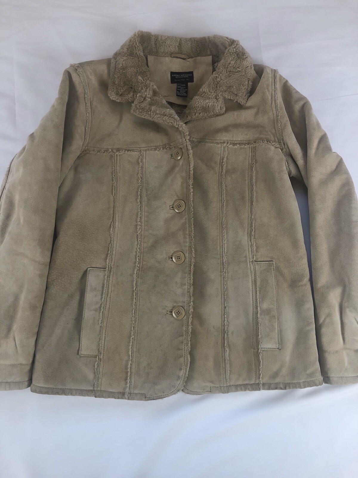 2000s Women’s American Eagle Heavy Leather Jacket, Ta… Gem