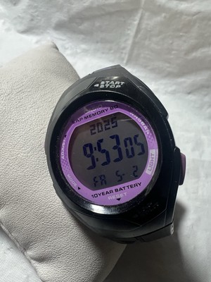 Casio PHYS,STR-300, WR50M, 10 years Battery,60Lap Memory,light, black rubber ban