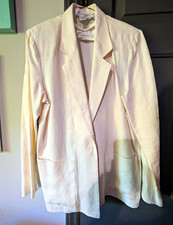 Claudia Marc White Ivory Women s Blazer Jacket Size 12 Button Shoulder Pads