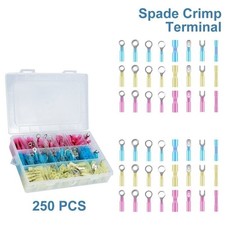 250X Heat Shrink Terminals Wire Connectors Electrical Ring Fork Spade Crimp Kit