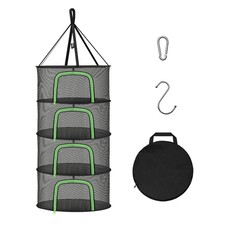 Herb Drying Rack Hanging 4 Layer 24'' with U-Zippers  Hook, Dry Mesh Folding...