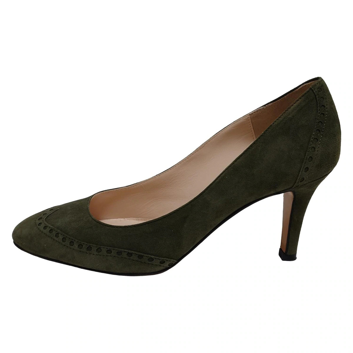 Auth NEBULONI Dark Green Suede Women's Pumps