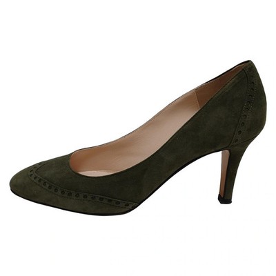 Auth NEBULONI Dark Green Suede Women's Pumps