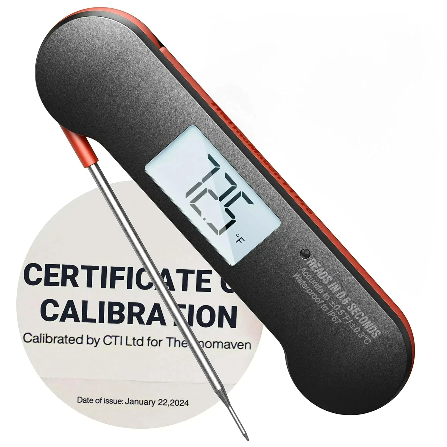 Professional Meat Thermometer Digital, 0.6 Sec Instant Read, ±0.5℉ NIST Certifie