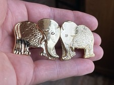Vtg Elephant Couple Hook Belt Clip Buckle Interlocking Trunks Down Head Touching