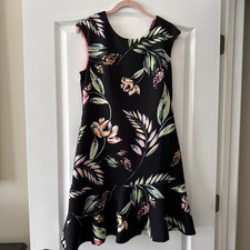 Vince Camuto Women's Blue Sleeveless Stretch Floral Midi Dress Size 10