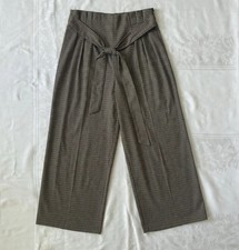 ZARA Houndstooth Tie Waist Wide Leg Pants Wom...